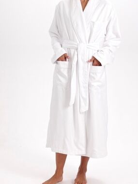 NEW Monarch Cypress Chamois Shawl Luxury Hotel Spa Robe- White, Size XL